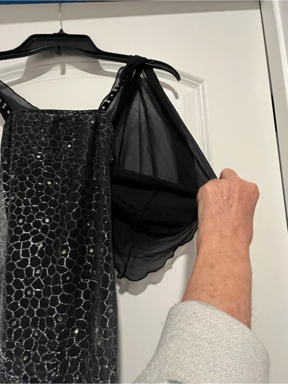 Dance - Lyrical Black Sequin Dress with Sheer Overlay Headpiece